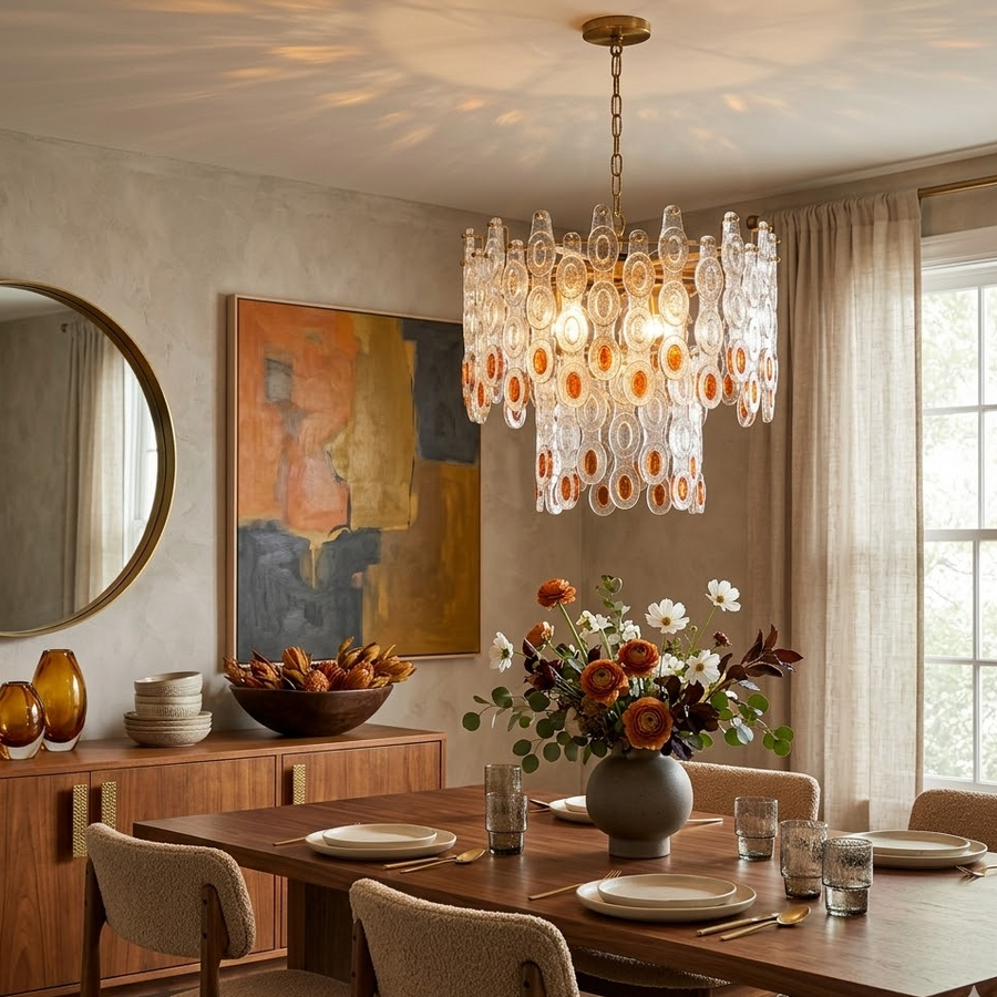 Link Geometric Chandelier for Dining Room by AUVIELIGHT