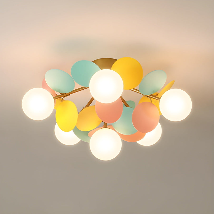 Pastel Petal Semi-Flush Mount for Low Ceilings by AUVIELIGHT