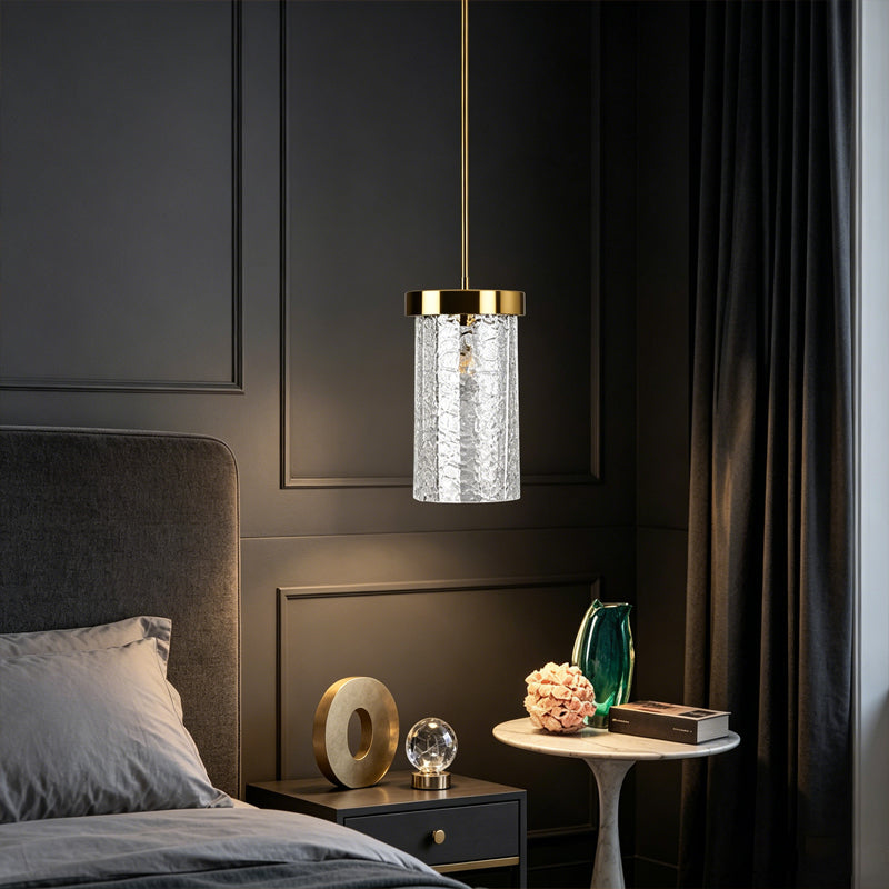 Cylinder Pendant Light in textured glass for Kitchen Island by AUVIELIGHT