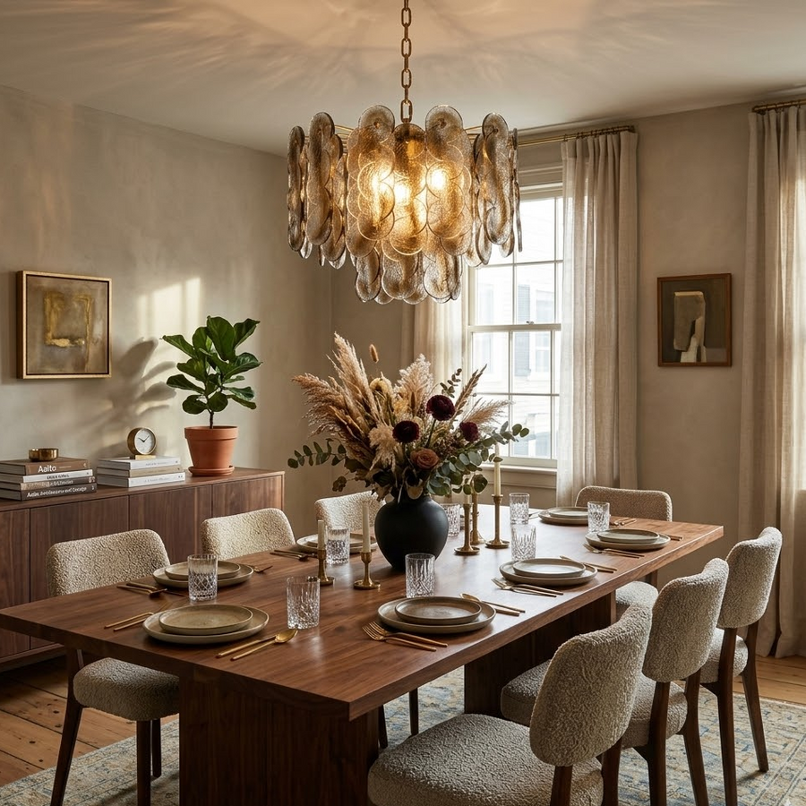 Interlocking Disc Chandelier for Dining Room by AUVIELIGHT