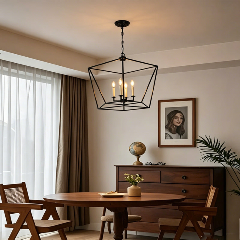 Geometric Cage Chandelier for Dining Room by AUVIELIGHT