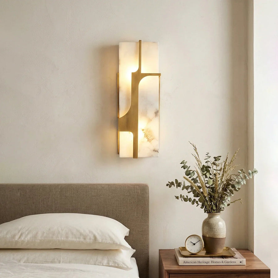 Ariel Wall Light in alabaster for Hallway by AUVIELIGHT