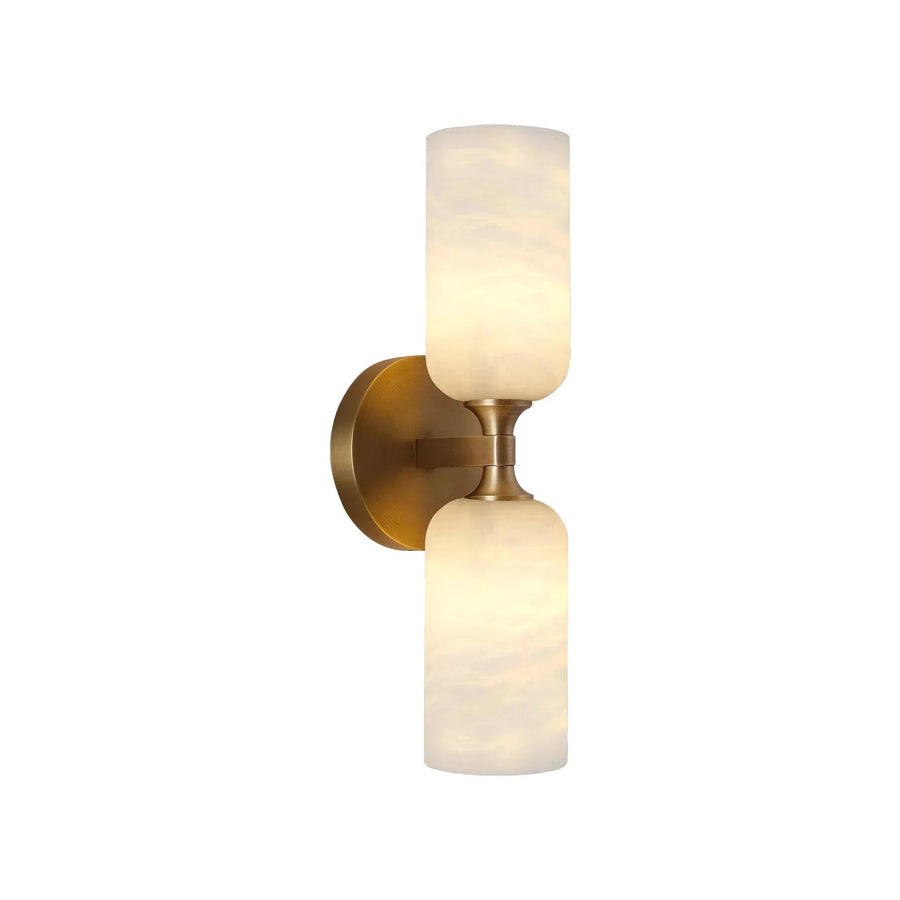 Monty Linear Wall Sconce in alabaster for Hallway by AUVIELIGHT, Dia 14.5cm x H 36cm / ∅ 5.7″ x H 14.2″ / Gold & White