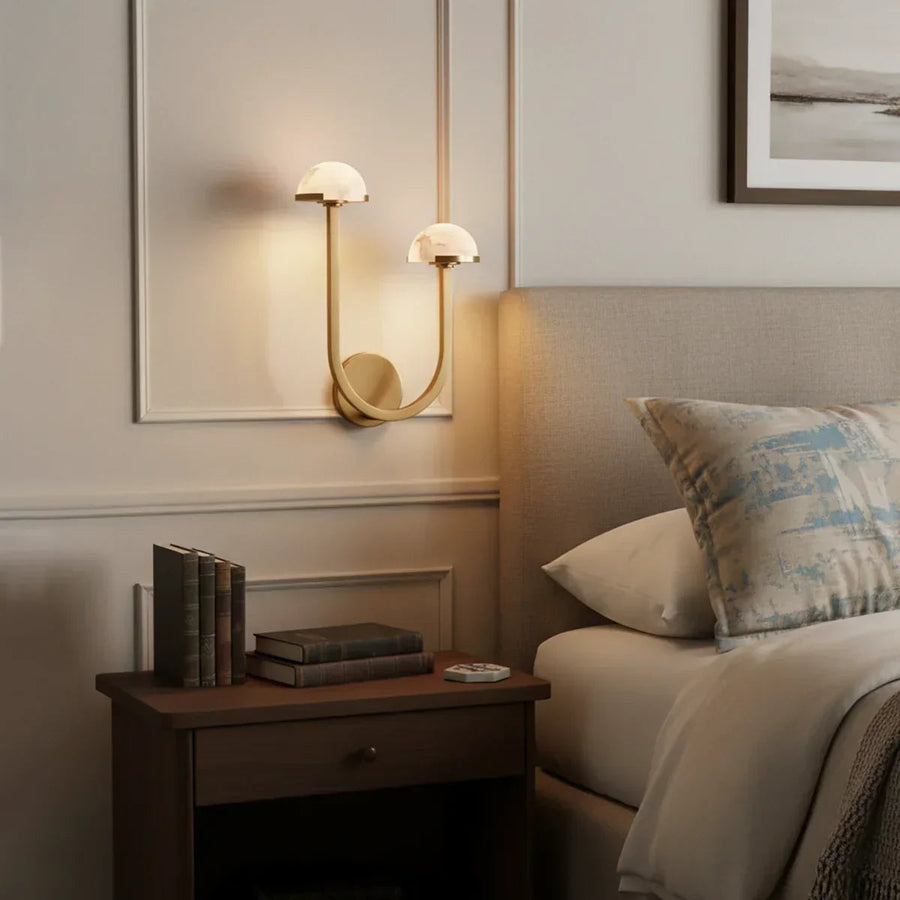 Mushroom Wall Light in alabaster for Hallway by AUVIELIGHT