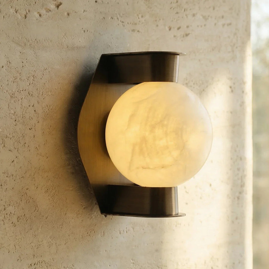 Spherical Wall Light in alabaster for Hallway by AUVIELIGHT