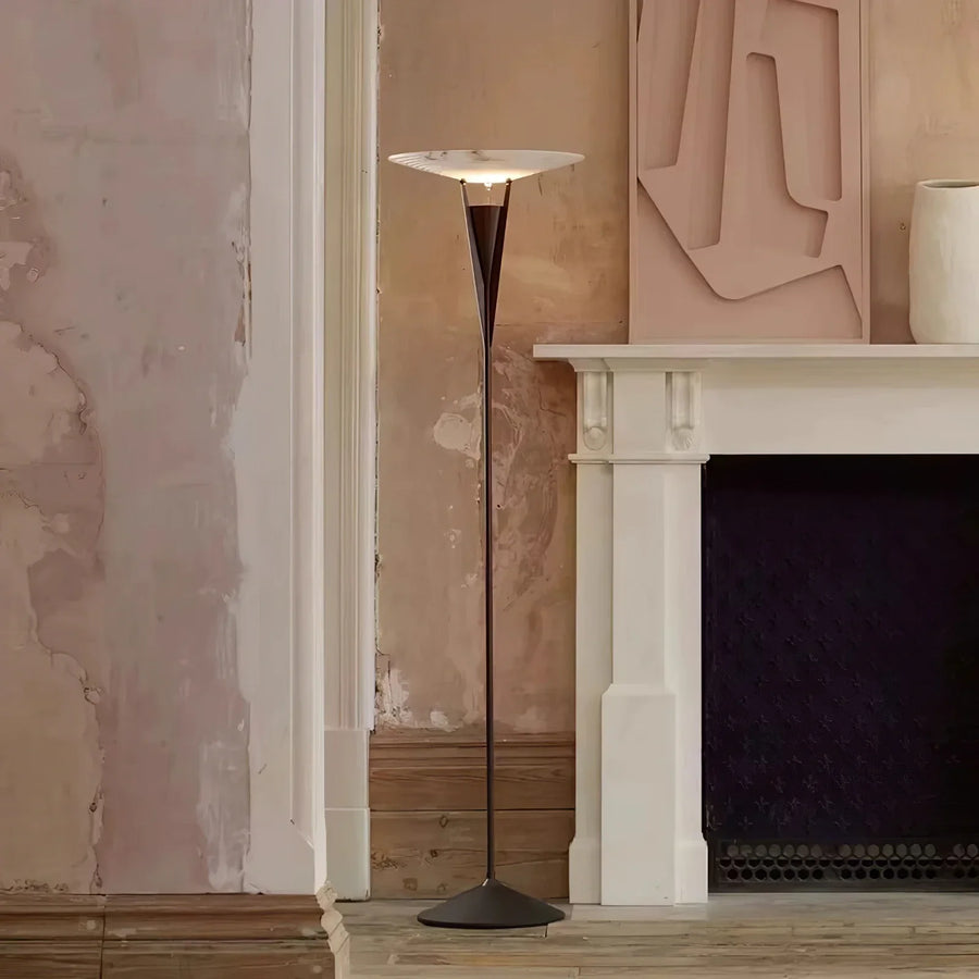 Standing Disc Floor Lamp in alabaster for Living Room by AUVIELIGHT