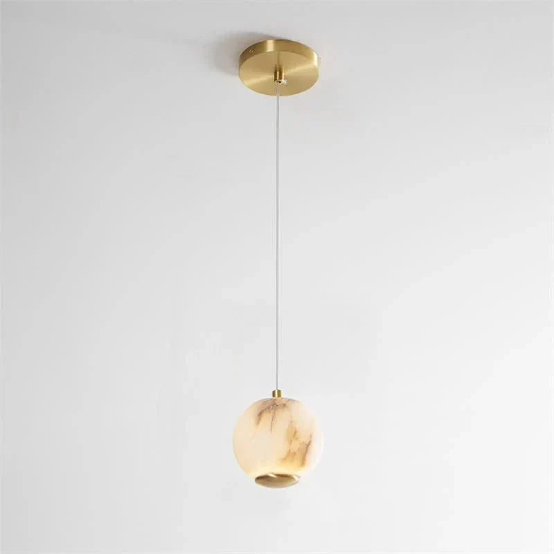 Orb Pendant Light in alabaster for Kitchen Island by AUVIELIGHT, 1 head D 12cm x H 12cm / ∅ 4.7″ x H 4.7″ / White / Warm Light