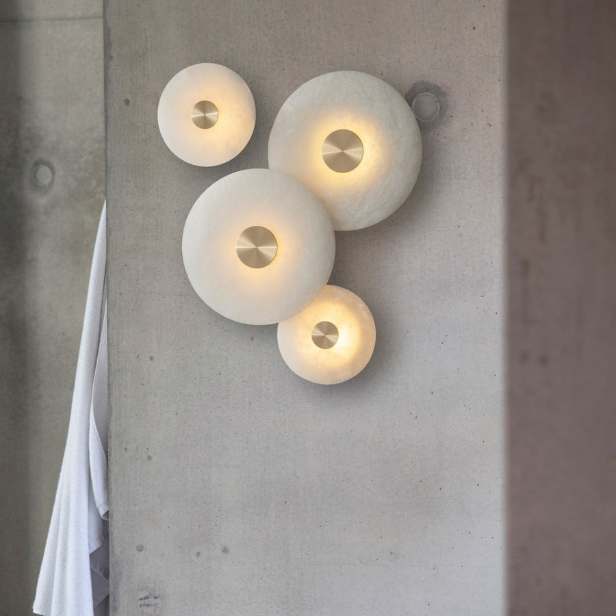 Platter Wall Sconce in alabaster for Hallway by AUVIELIGHT