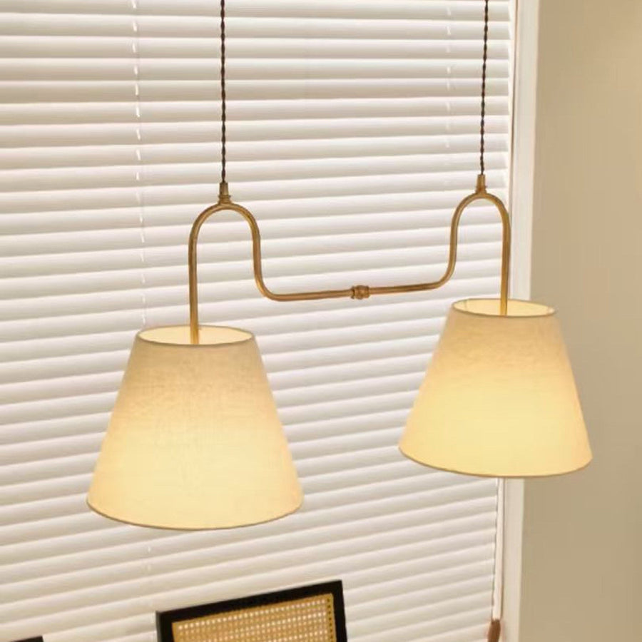 Althea Dual Pendant Light in linen for Kitchen Island by AUVIELIGHT