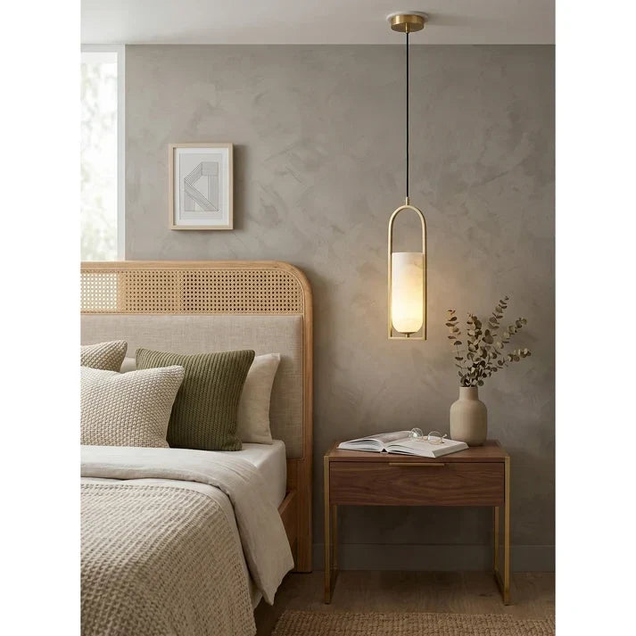 Arched Pendant Light in alabaster for Kitchen Island by AUVIELIGHT