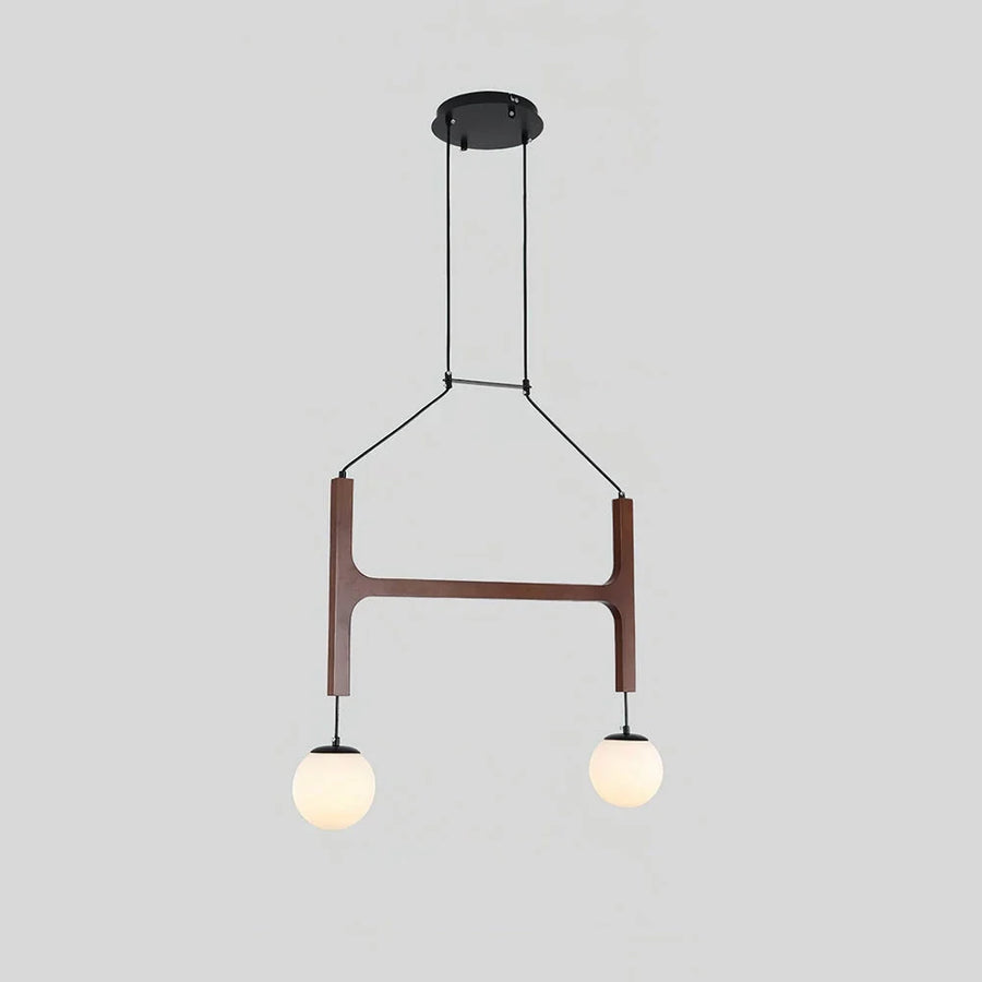 Astra Chandelier in wood for Dining Room by AUVIELIGHT, 2 heads D60cm / ∅ 23.6″ / Walnut Color