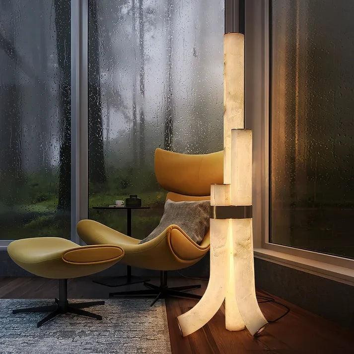 Asymmetric Pipe Floor Lamp in alabaster for Living Room by AUVIELIGHT