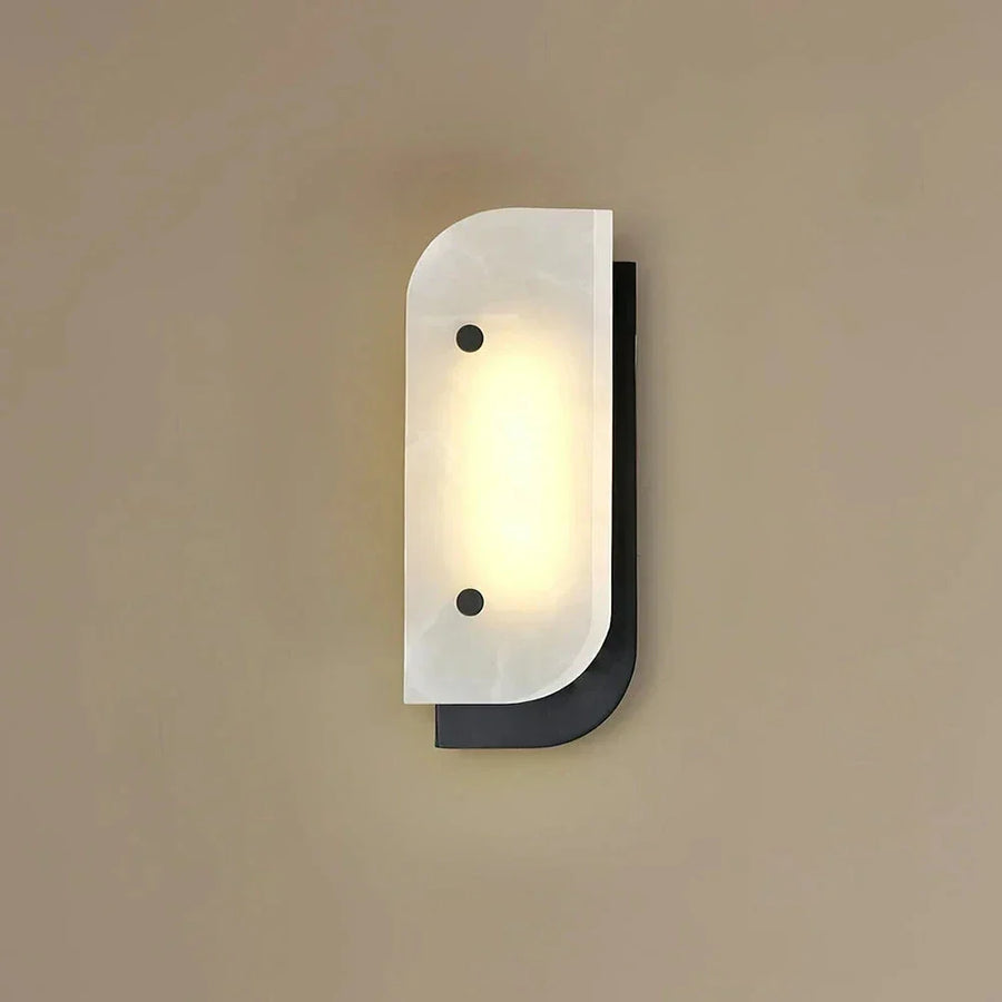 Asymmetrical Elaris Wall Light in alabaster for Hallway by AUVIELIGHT, L 14cm x W 5.7cm x H 33cm / L 5.5″ x W 2.2″ x H 13″ / Black & White