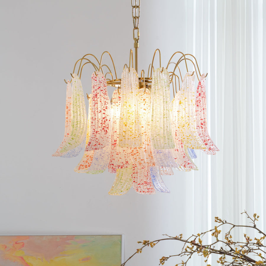 Athena Pastel Petal Chandelier in glass for Dining Room by AUVIELIGHT