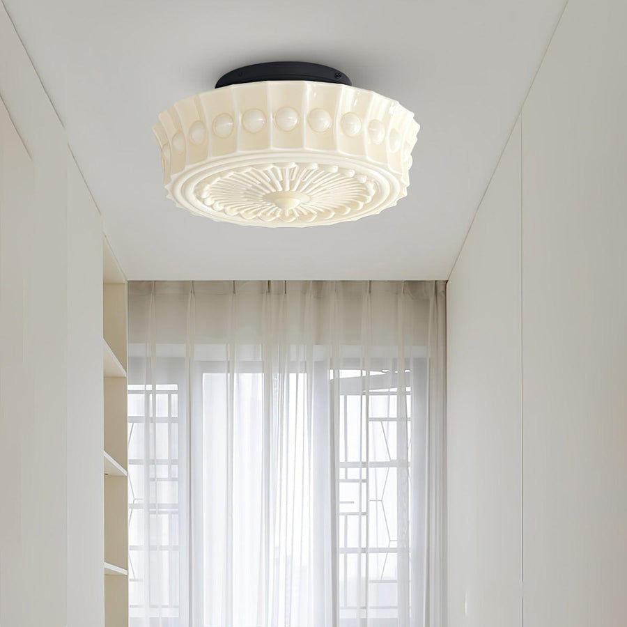 Aurelia Scalloped Flush Mount in glass for Low Ceilings by AUVIELIGHT
