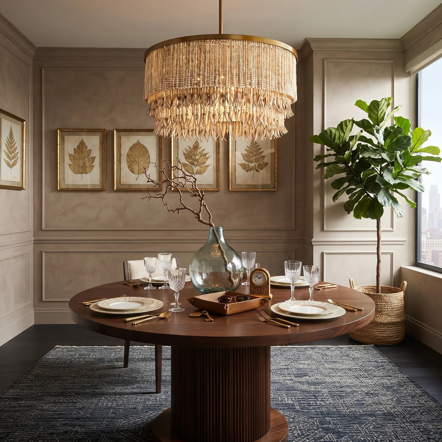 Fringe Beaded Chandelier for Dining Room by AUVIELIGHT