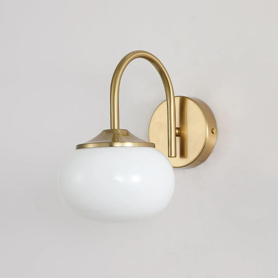Globe Wall Sconce in brass for Hallway by AUVIELIGHT, ∅5.5" xH 11" /Dia 14cm xH 28cm / Copper & White