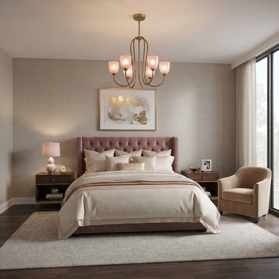 Modern Chandelier in rose brass for Dining Room by AUVIELIGHT