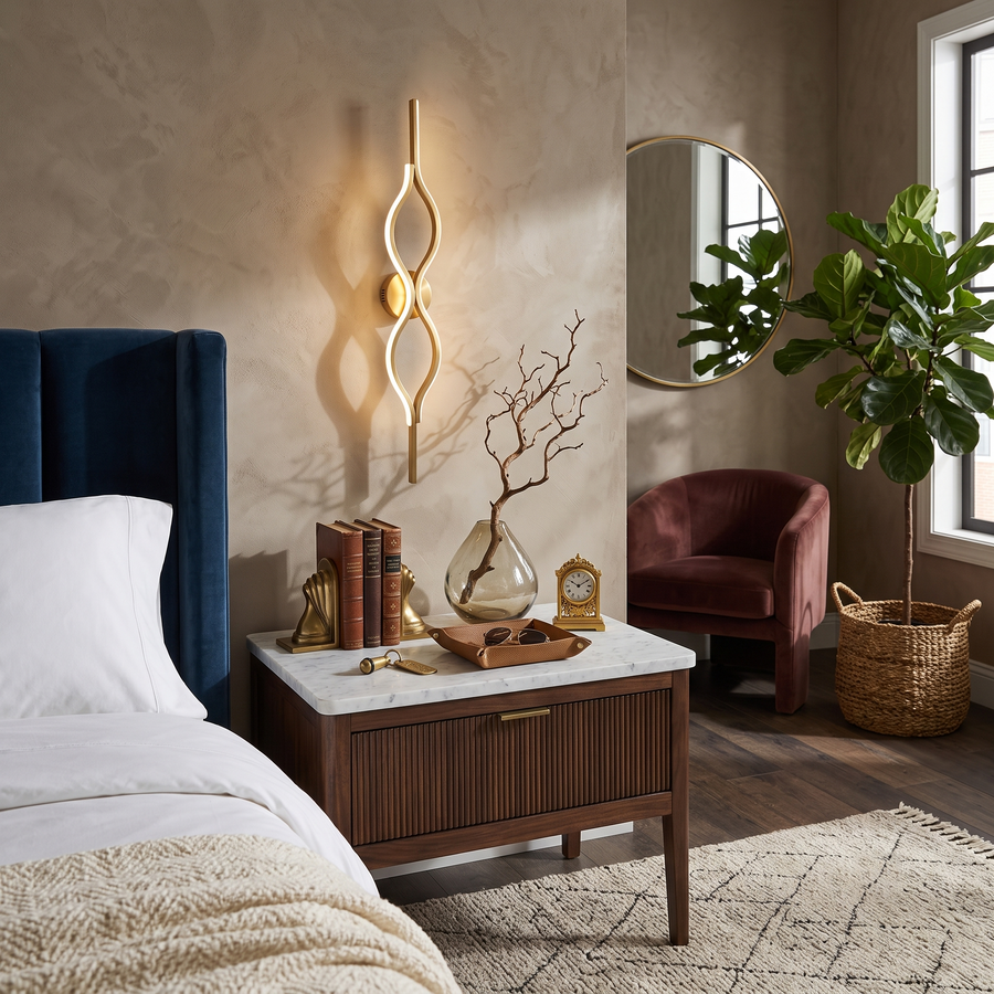 Silica Gel Linear Wall Sconce in brass for Hallway by AUVIELIGHT