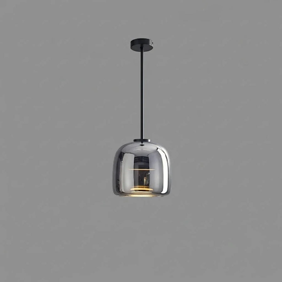 Sphere Pendant Light in chrome for Kitchen Island by AUVIELIGHT, ∅ 10.2" x H 9.8"/ Dia 26cm x H 25cm / Black & Smoke grey / Warm Light