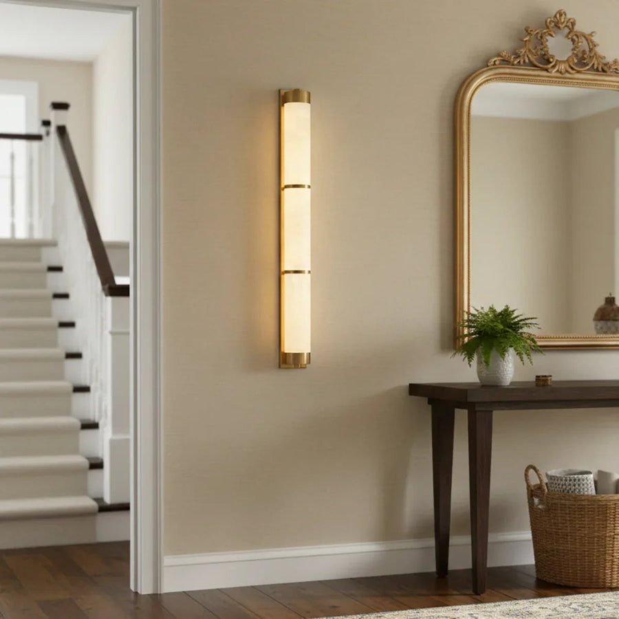 Cylindra Wall Light in alabaster for Hallway by AUVIELIGHT