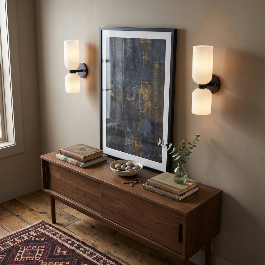 Dual Cylinder Wall Sconce in glass for Hallway by AUVIELIGHT