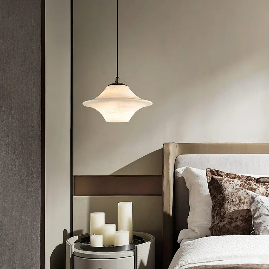 Flying Saucer Pendant Light in alabaster for Kitchen Island by AUVIELIGHT