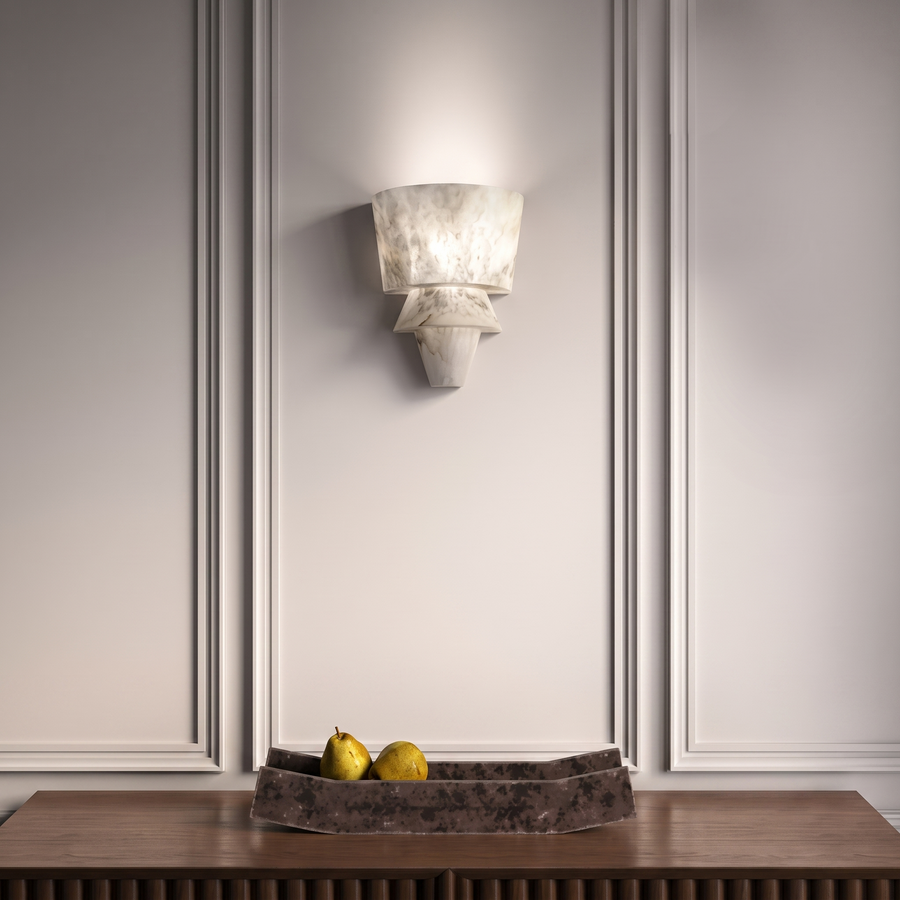 Laboratory Tiered Wall Sconce in alabaster for Hallway by AUVIELIGHT