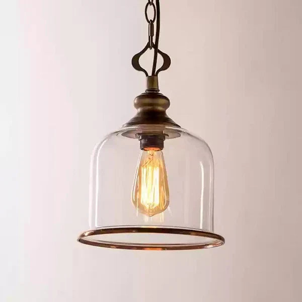 Bell Pendant Light in glass for Kitchen Island by AUVIELIGHT, 1 head D 24cm x H 35cm / ∅ 9.4″ x H 13.8″ / Bronze