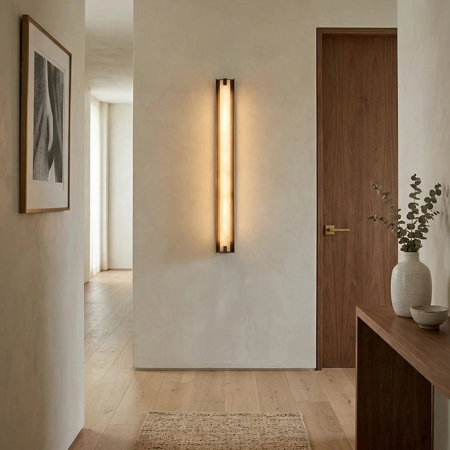 Linear Wall Sconce in alabaster for Hallway by AUVIELIGHT