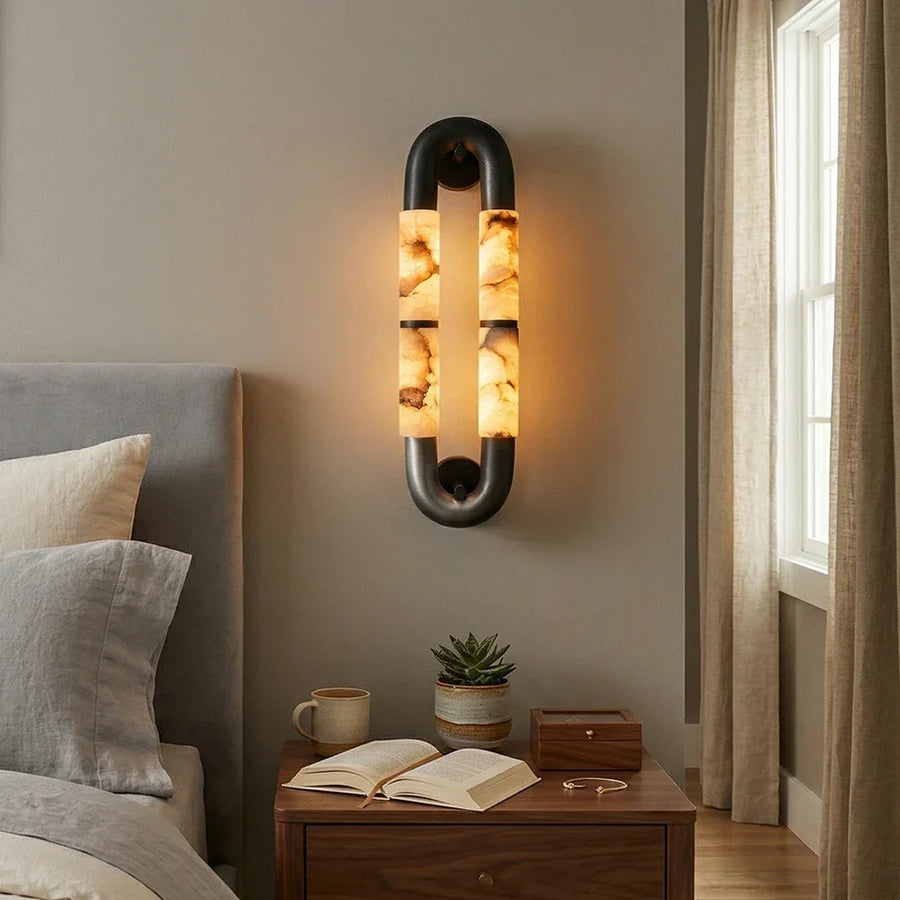 Luma Arc Wall Light in alabaster for Hallway by AUVIELIGHT