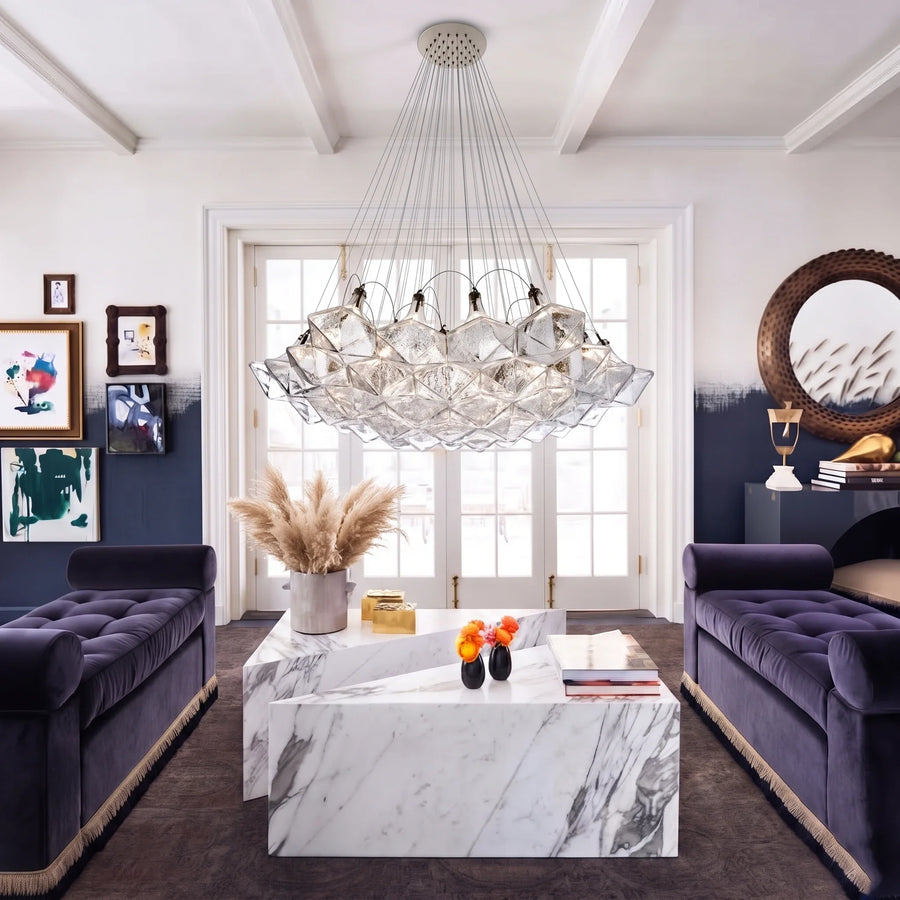 Crystalline Polyhedral Pendant Light in crystal for Dining Room by AUVIELIGHT
