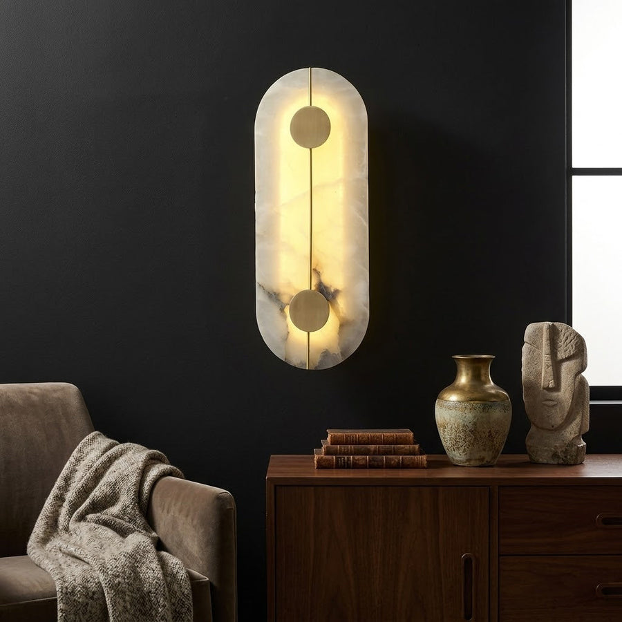 Meridian Wall Sconce in alabaster for Hallway by AUVIELIGHT