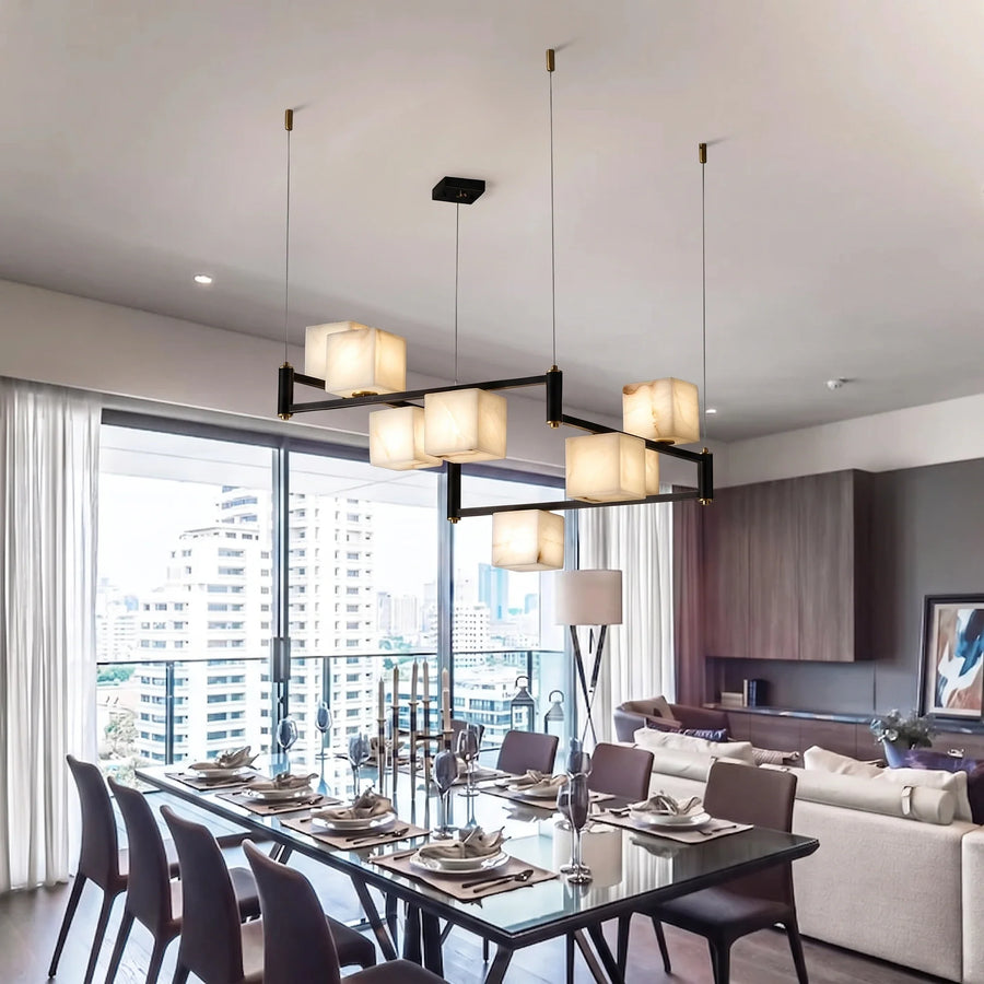 Modern Cube Branch Chandelier in alabaster for Dining Room by AUVIELIGHT
