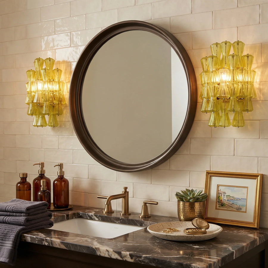 Modern Polyhedral Wall Sconce in lavender glass for Hallway by AUVIELIGHT