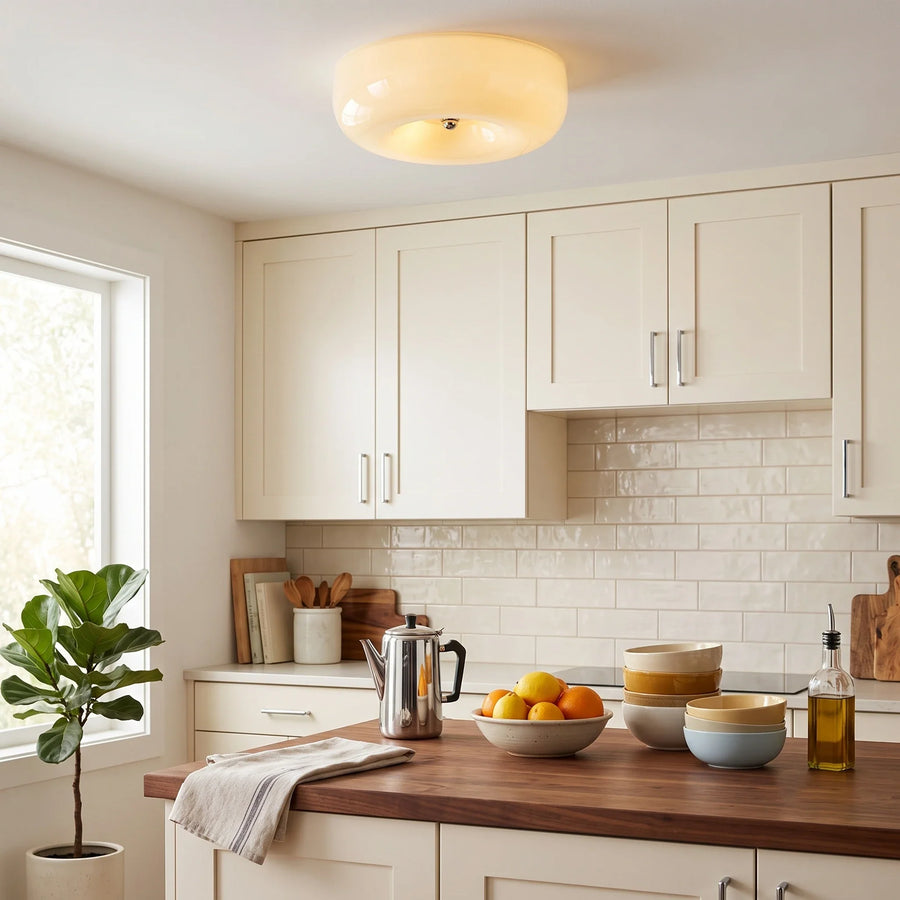 Orange Swirl Flush Mount in glass for Low Ceilings by AUVIELIGHT