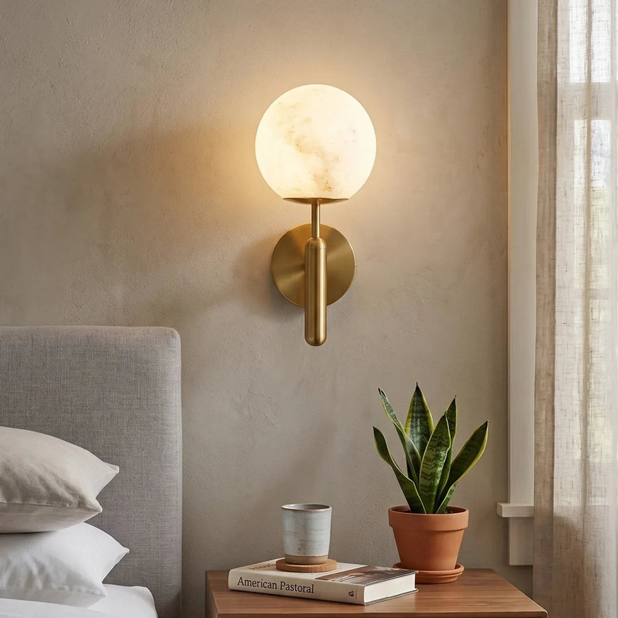 Orbis Wall Light in alabaster for Hallway by AUVIELIGHT