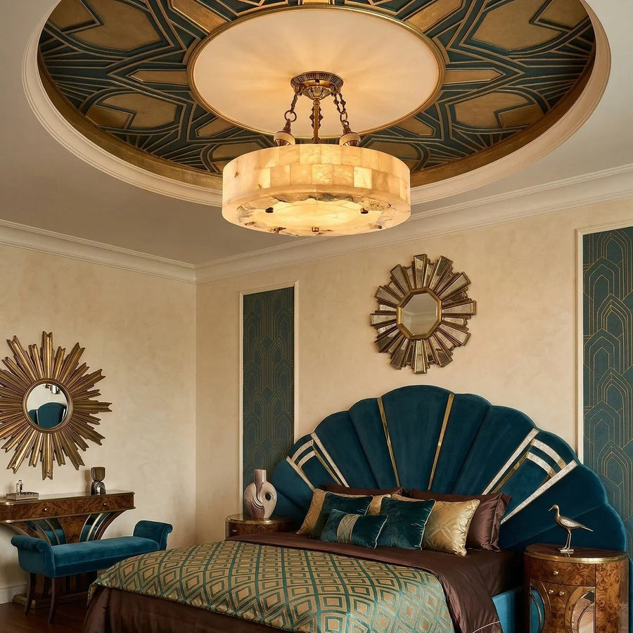 Aurevia Round Ceiling Light in alabaster for Living Room by AUVIELIGHT