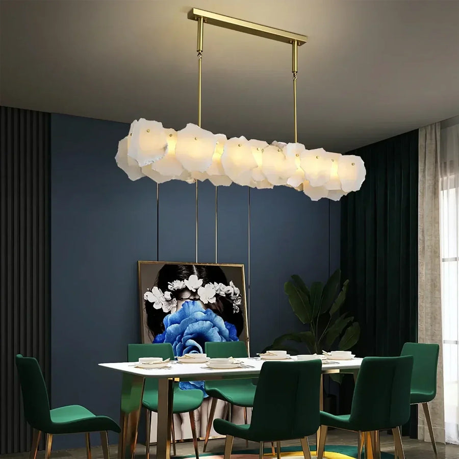 Sculptural Petal Chandelier in alabaster for Dining Room by AUVIELIGHT