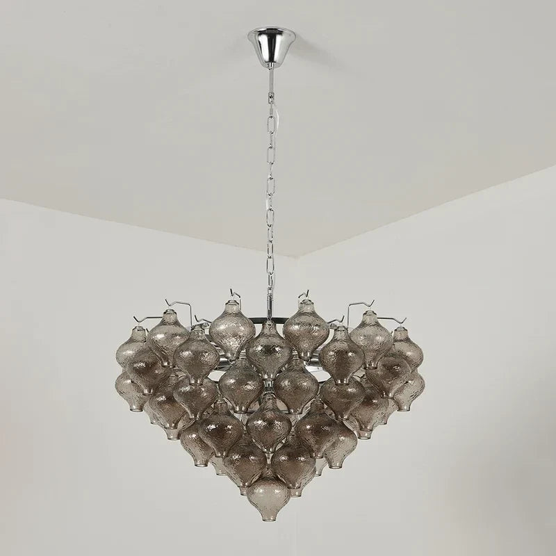 Sculptural Chandelier in smoke grey for Dining Room by AUVIELIGHT