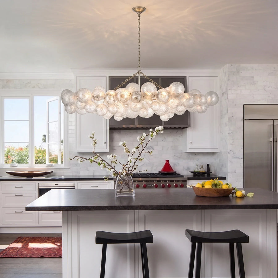 Sculptural Swirl Bubble Chandelier in glass for Dining Room by AUVIELIGHT