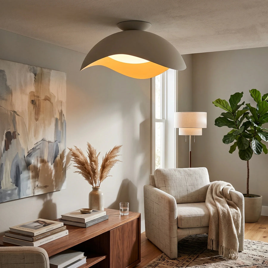 Serene Wave Flush Mount in metal for Low Ceilings by AUVIELIGHT