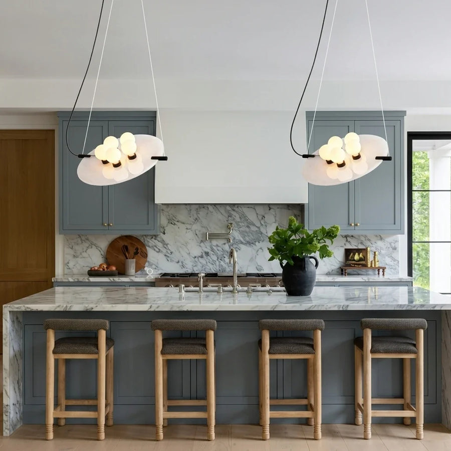 Plate Suspended Pendant Light in alabaster for Kitchen Island by AUVIELIGHT
