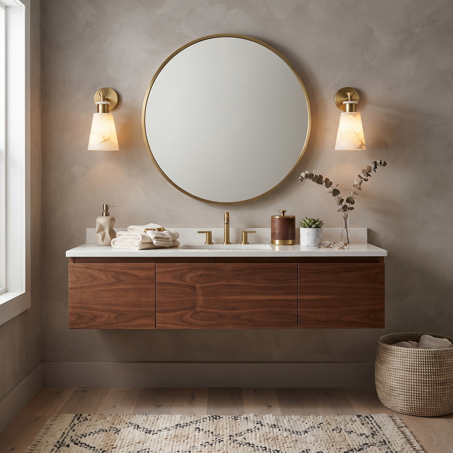Tapered Wall Sconce in alabaster for Hallway by AUVIELIGHT