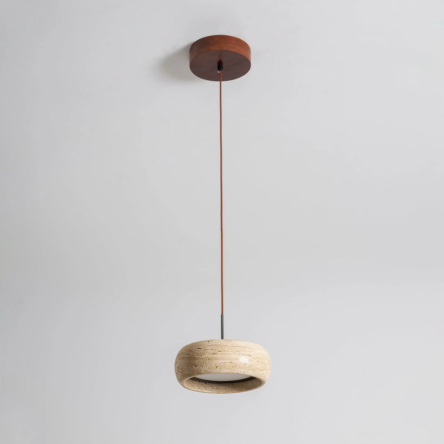 Modern Pendant Light in travertine for Kitchen Island by AUVIELIGHT, D 20cm x H 7cm / ∅ 7.9″ x H 2.8″ / Beige / Warm Light
