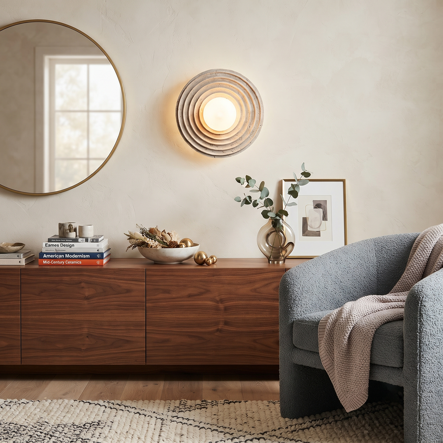 Cement Halo Light in textured for Living Room by AUVIELIGHT