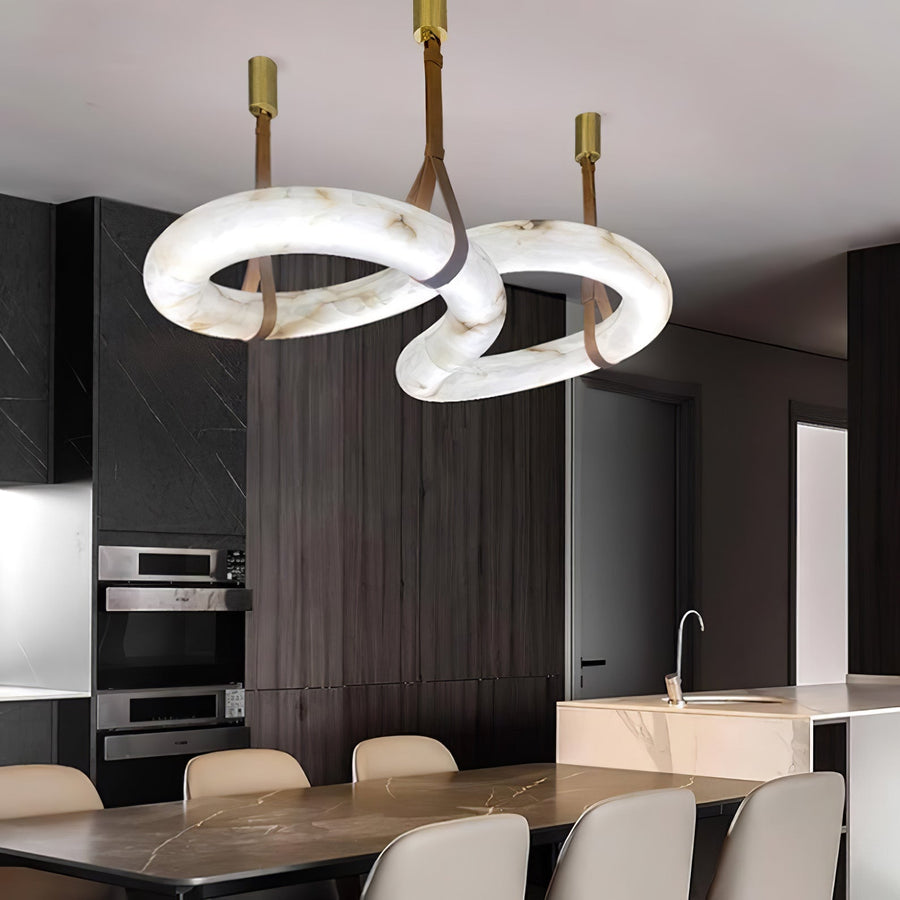Twisted Ring Chandelier in alabaster for Dining Room by AUVIELIGHT