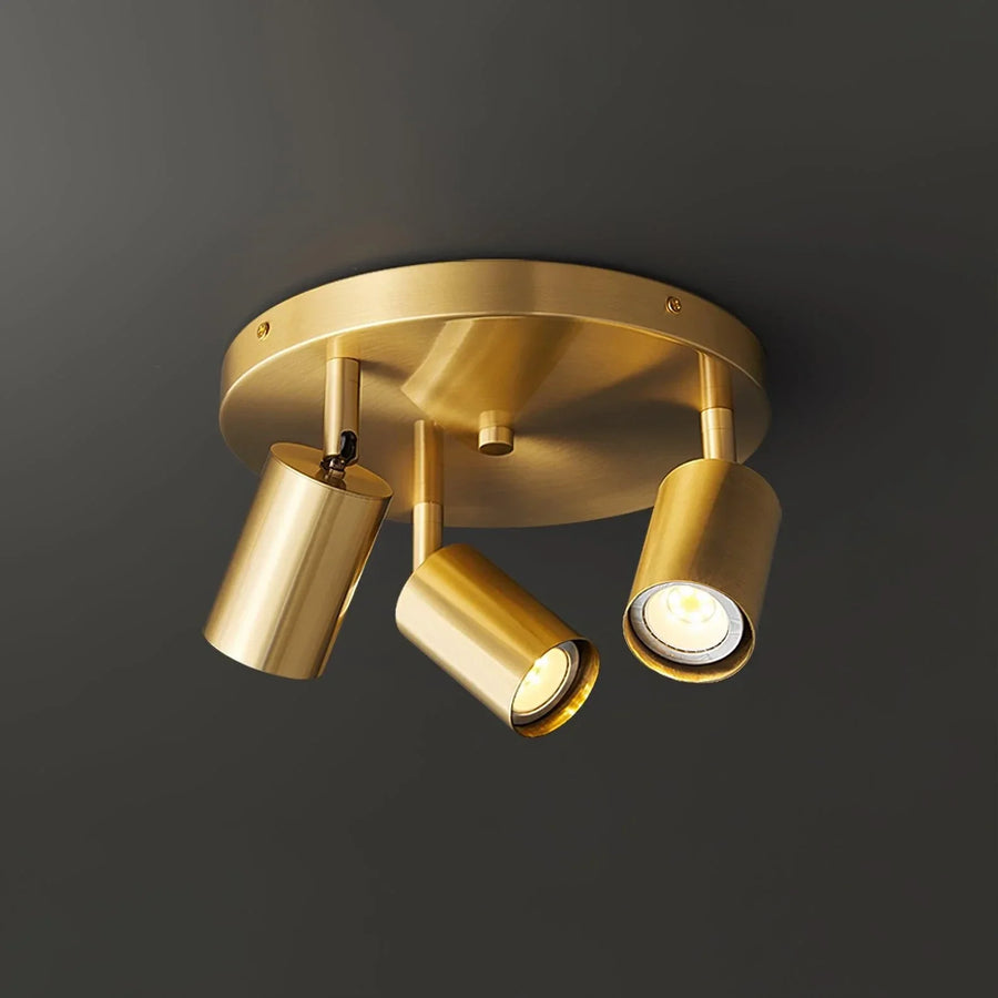 Vance Directional Flush Mount in brass for Low Ceilings by AUVIELIGHT, 3 heads ∅9.8" xH5.9" /Dia 25cm x H15cm / Brass