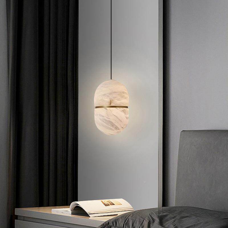 Velo Capsule Pendant Light in alabaster for Kitchen Island by AUVIELIGHT