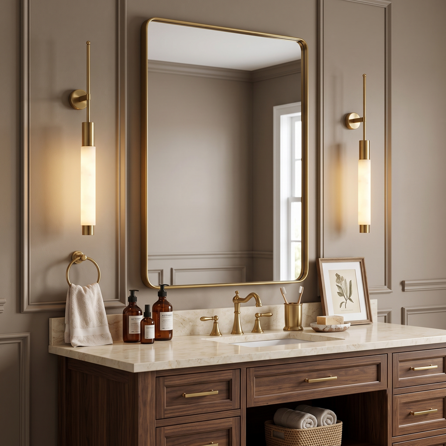 Verita Linear Wall Sconce in alabaster for Hallway by AUVIELIGHT